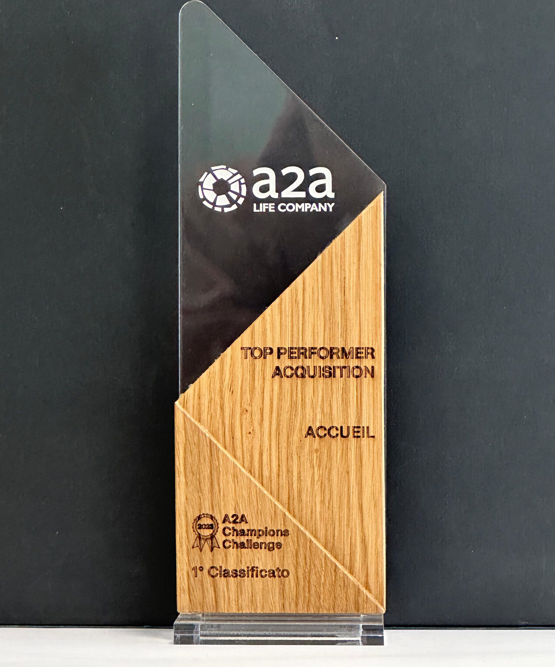 1° CLASSIFICATO TOP PERFORMER ACQUISITION Accueil vince il premio Top performer acquisition