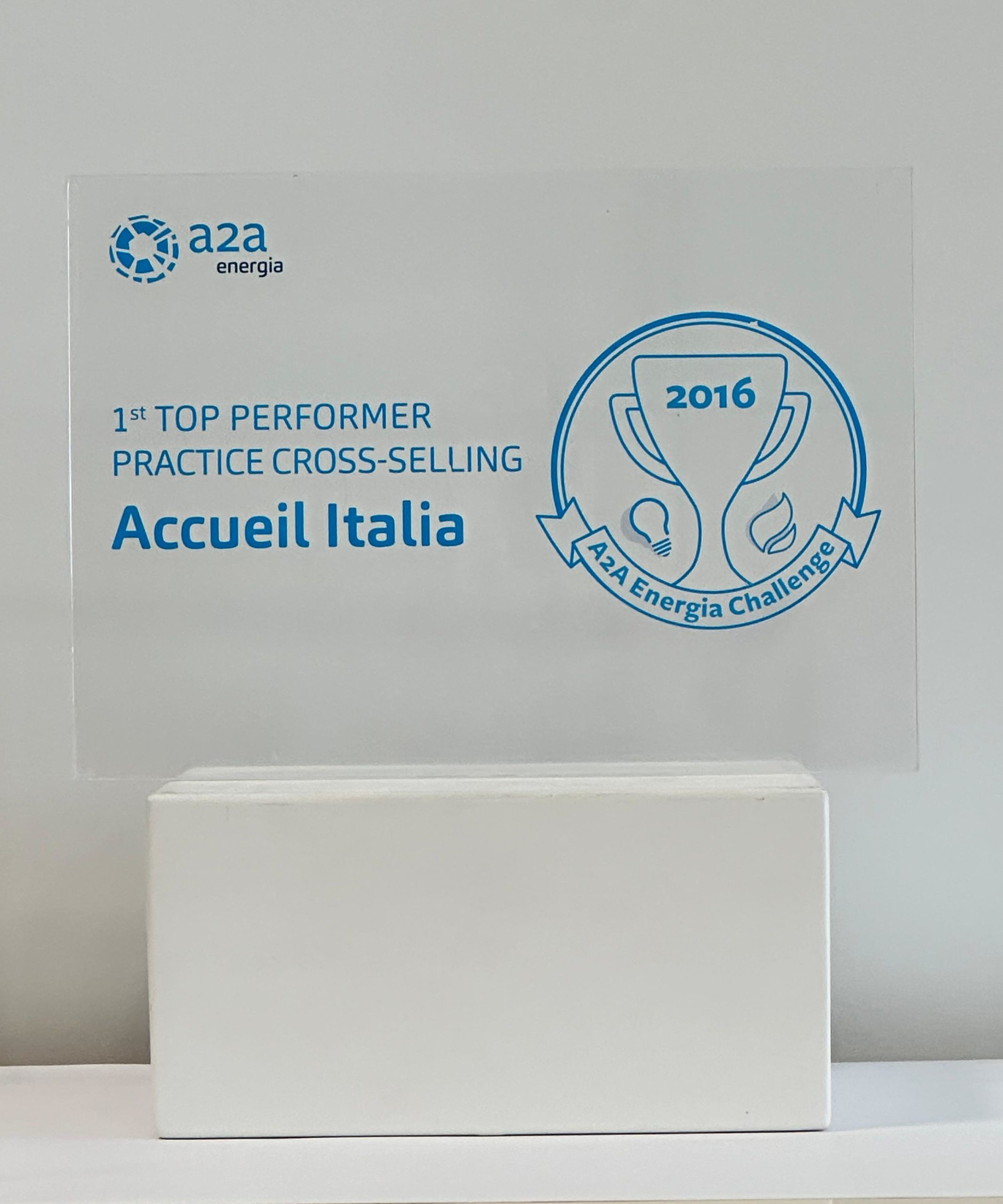 1° TOP PERFORMER PRACTICE CROSS SELLING - 2016 Premio A2A