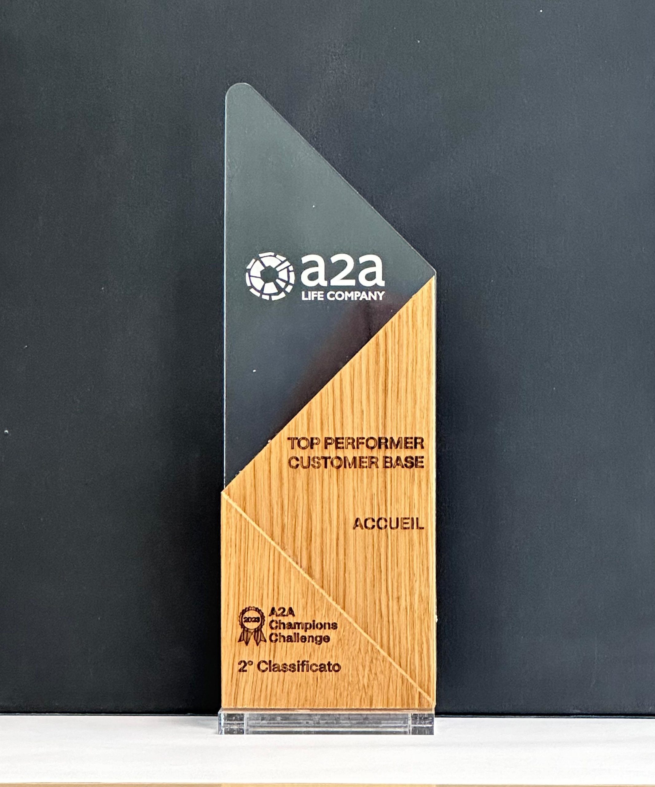 2° CLASSIFICATO TOP PERFORMER CUSTOMER BASE Accueil vince il premio Top Performer Customer Base