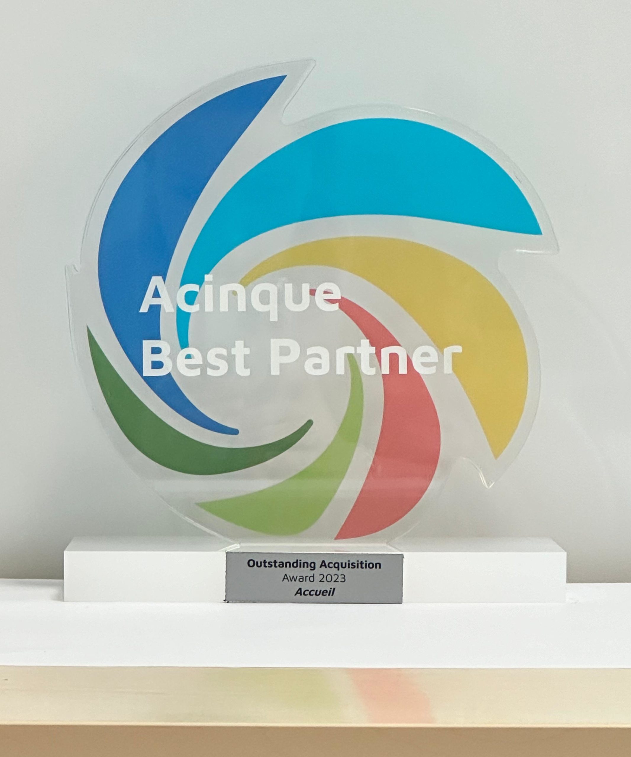 Outstanding Acquisition 2023 Acccueil vince il Premio Acinque Best Partner 8-9 Marzo 2024