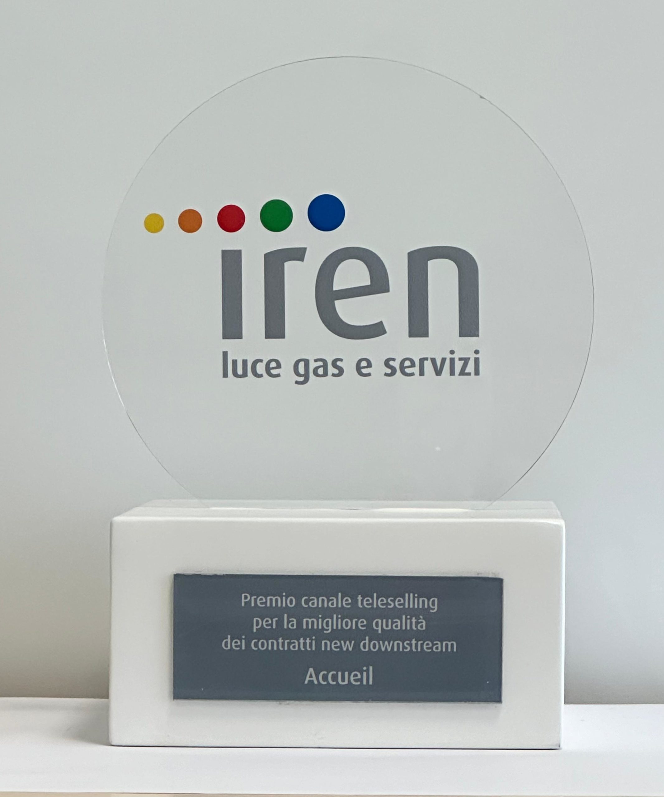Premio Canale teleselling per la migliore qualità dei contratti new downstream premio iren canale teleselling
