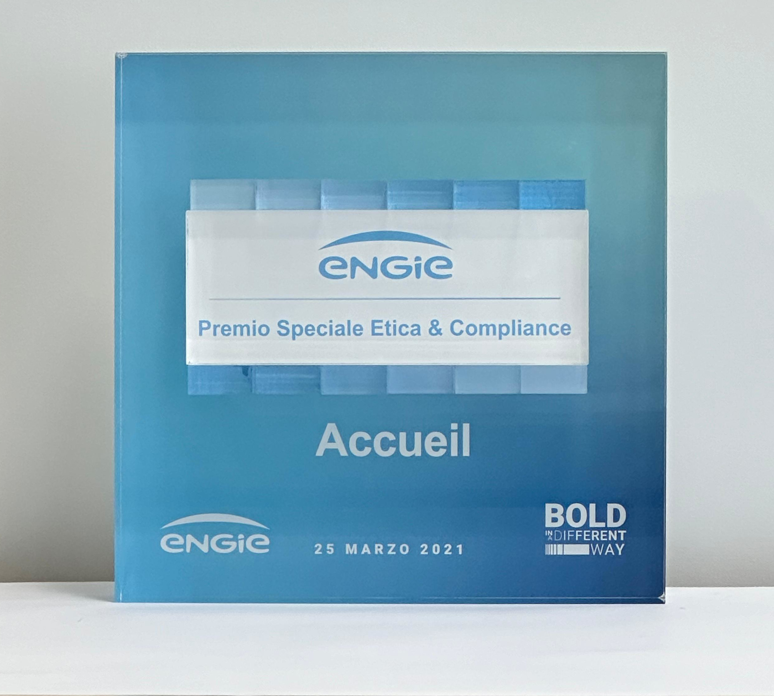 Premio Speciale Etica & Compliance - 2021 Accueil vince il premio Premio Speciale Etica & Compliance