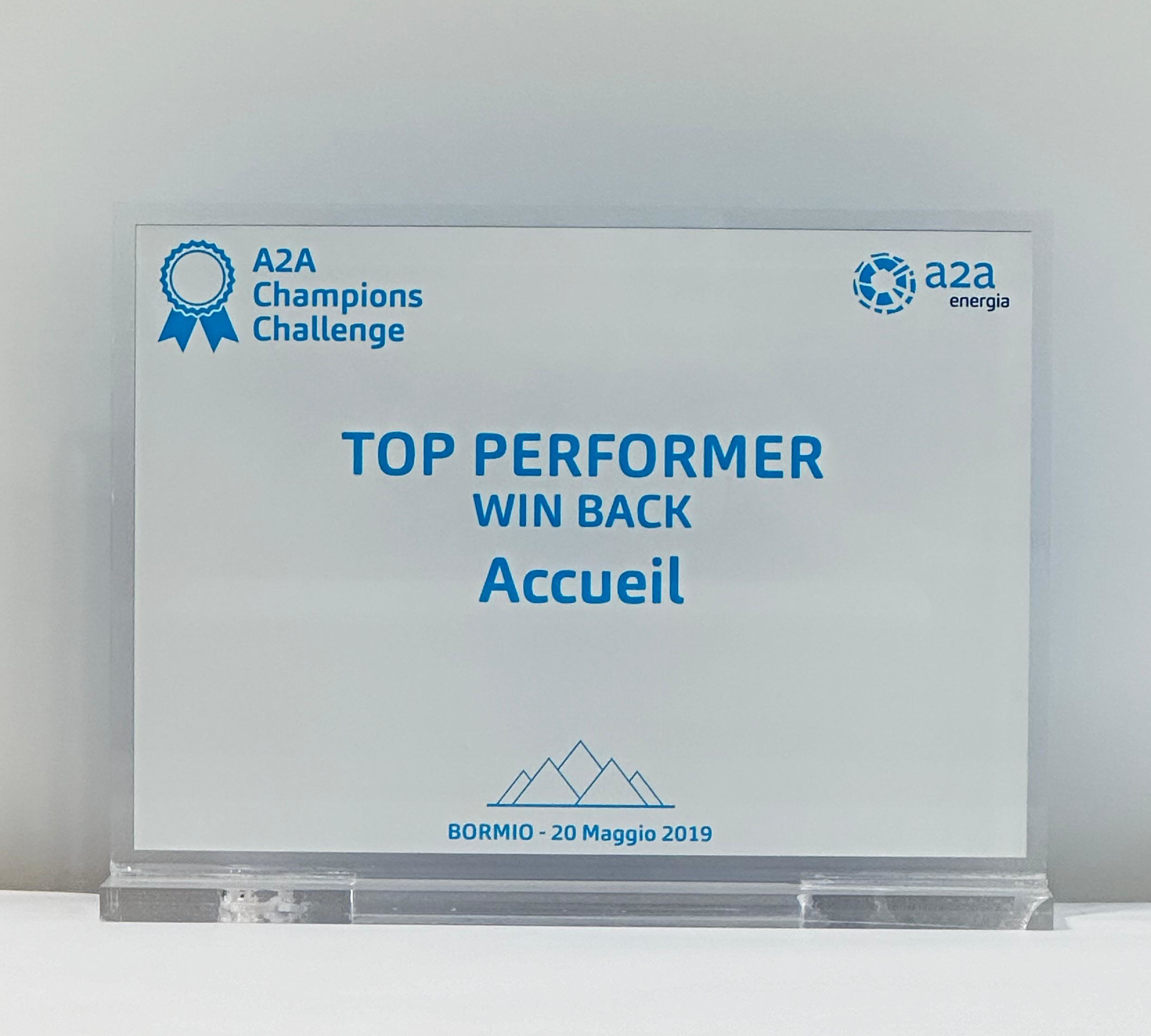 TOP PERFORMER WIN BACK - 2019 Accueil vince Top Performer WinBack