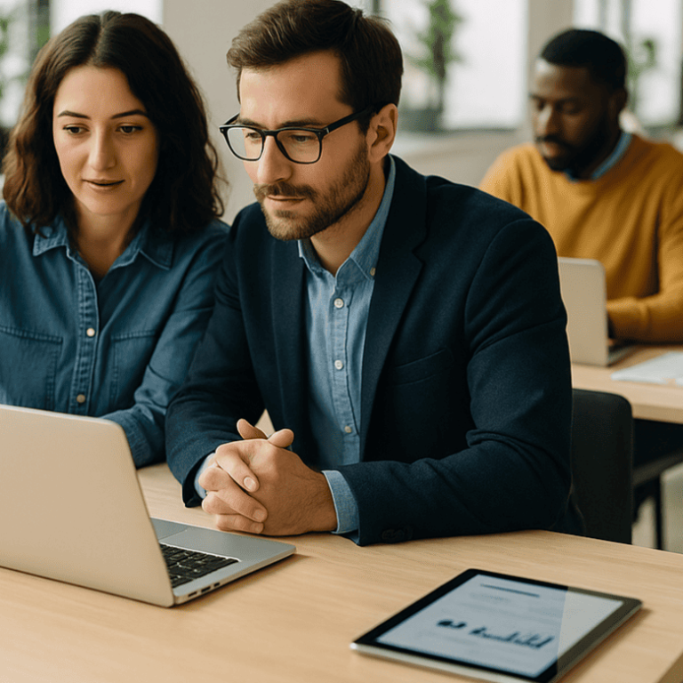 forza lavoro flessibile foto realistica business con team di customer care in smart working e in ufficio, che collaborano con pc e cuffie per offrire assistenza flessibile ai clienti