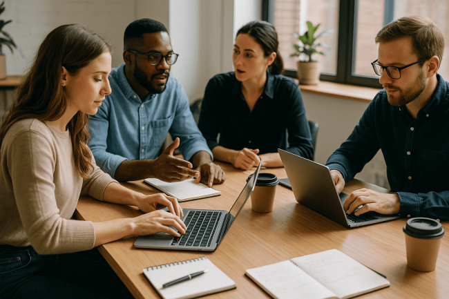 Inbound lead generation: professionisti che si impegnano ad attrarre clienti con contenuti di valore.